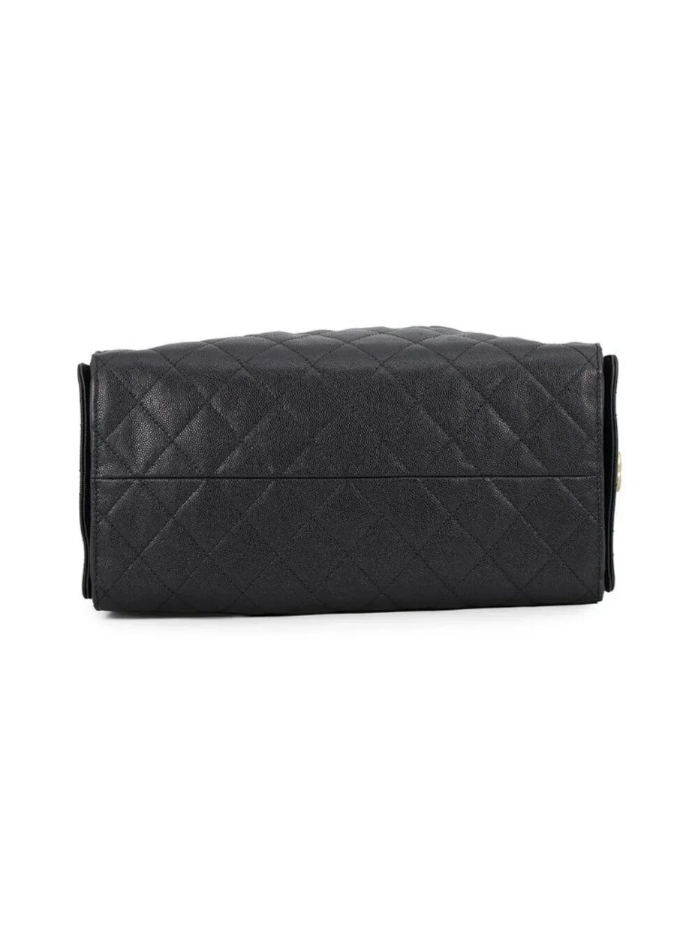 Chanel Chain Shoulder Bag 25 CC Logo Quilted Caviar Leather Black